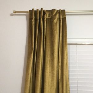 EUC West Elm Cotton Luster Velvet Curtain Wasabi